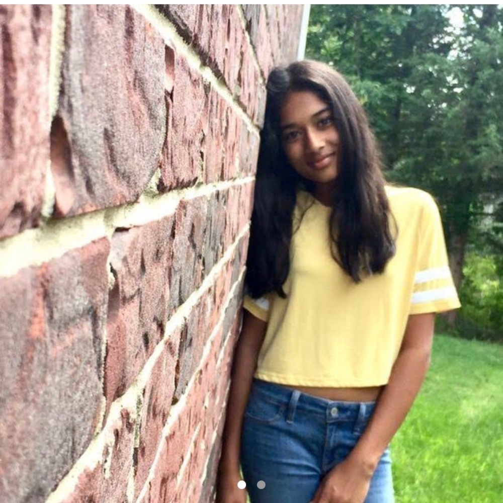 Yellow varsity cropped tee